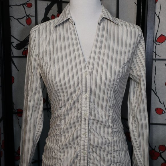 Express Long Sleeve Dress Shirt with Pinstripes, Size Medium - Picture 1 of 4